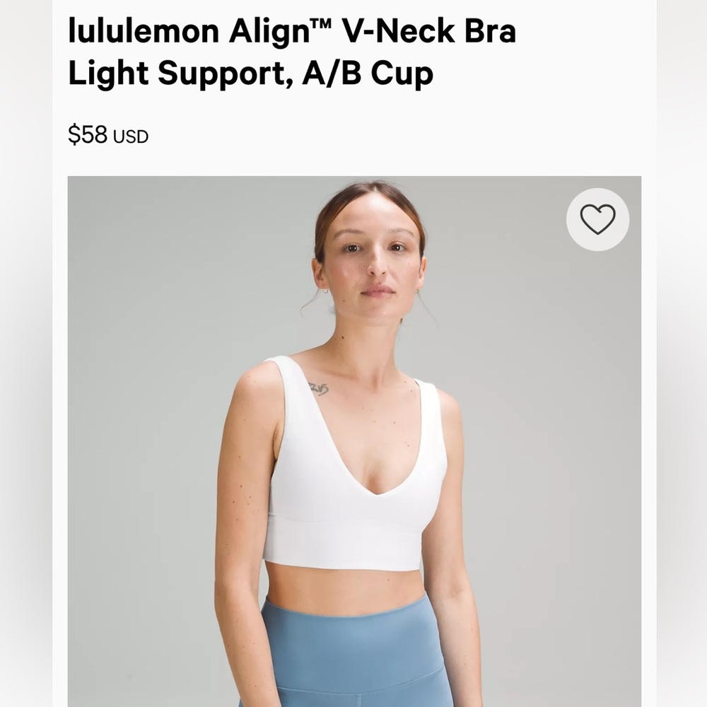 lululemon Align White V-Neck Sports Bra
